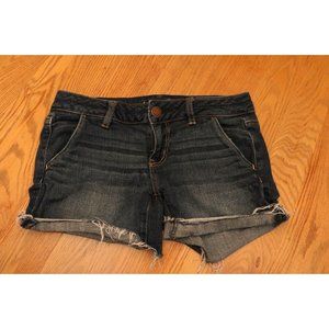 American Eagle Denim Stretch Distressed Shorts Size 4 Blue Jean Shorty